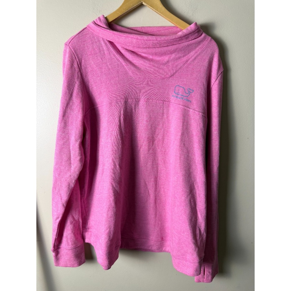Vineyard Vines Long Sleeve Sweatshirt Whale Funnel Neck Pockets Mens XL Pink